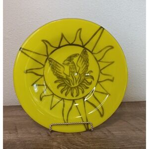 Neon Glass Decorative Plate Bowl Phoenix Sunburst Art Hand Blown Dish Home Decor